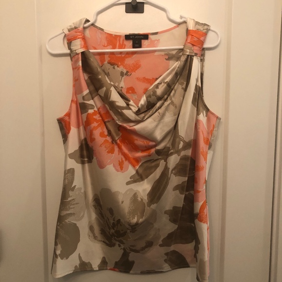 St. John Silk Floral Sleeveless Top - Picture 1 of 6